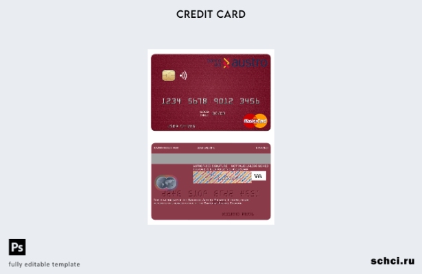 цифровая загрузка шаблона карты Mastercard Banco del Austro Эквадора